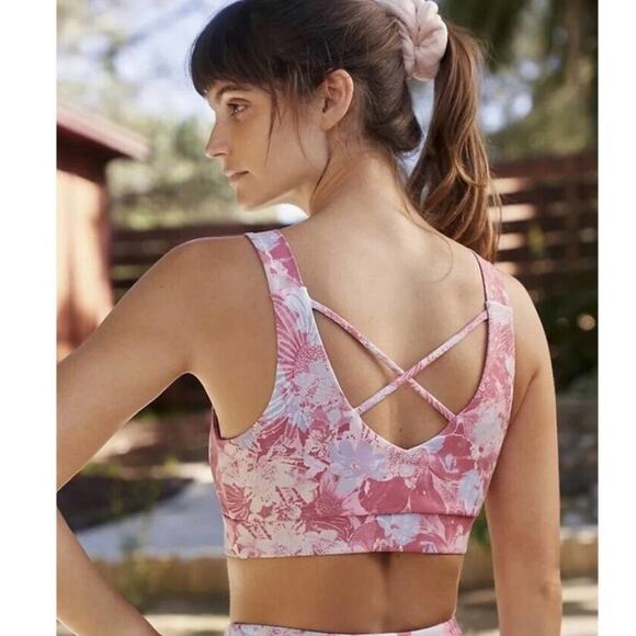 Anthropologie Daily Practice Allie Sports Bra Floral Size Large Scalloped - Picture 2 of 6